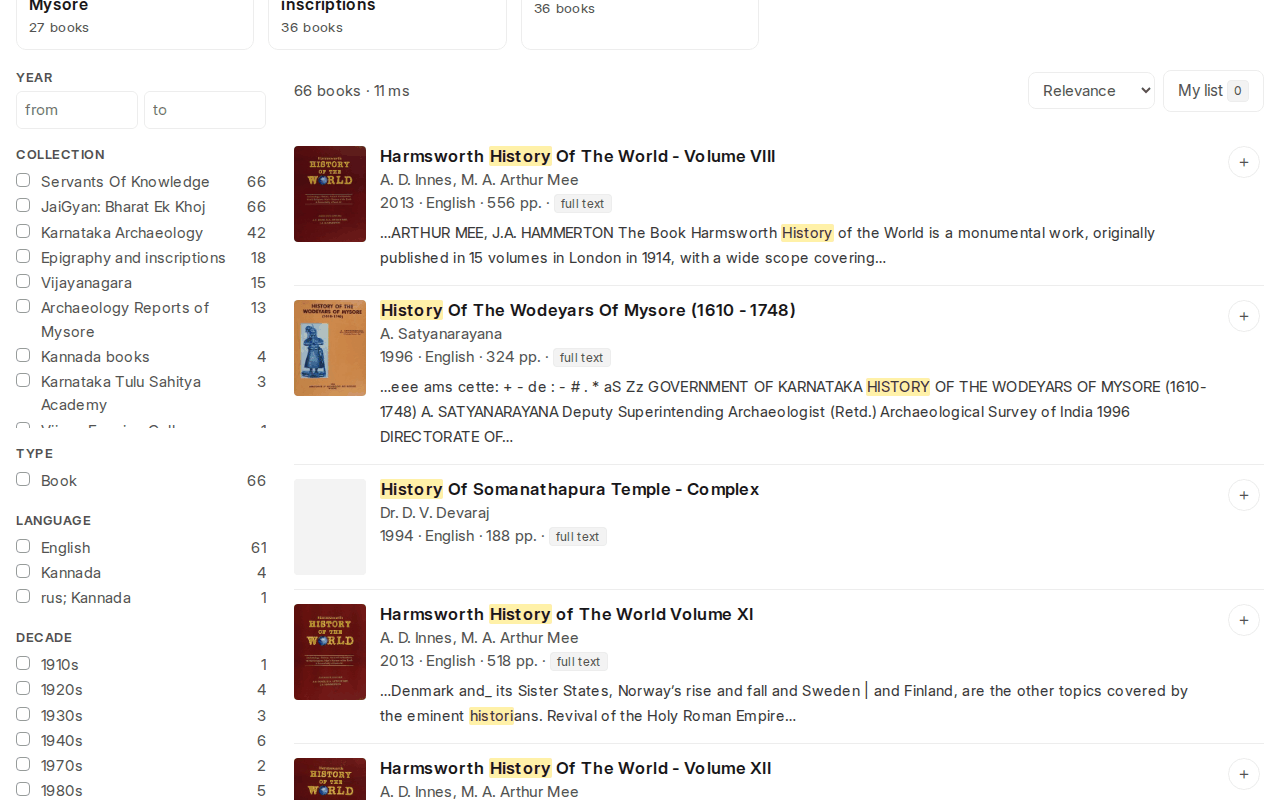 Search results with filters